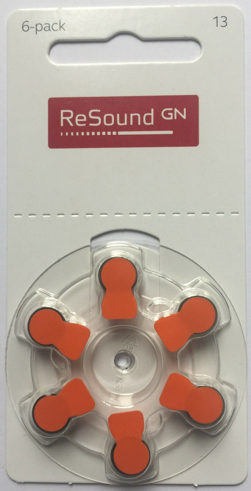 Resound Size 13 Hearing Aid Battery (Orange Tab) - Various Pack Size