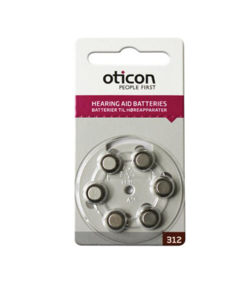 Oticon Size 312 Hearing Aid Batteries (Brown Tab) - Various Pack Size
