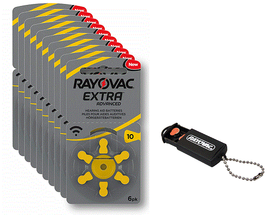 Rayovac s10 Mercury Free Hearing Aid batteries x60 Cells & BATTERY CADDY