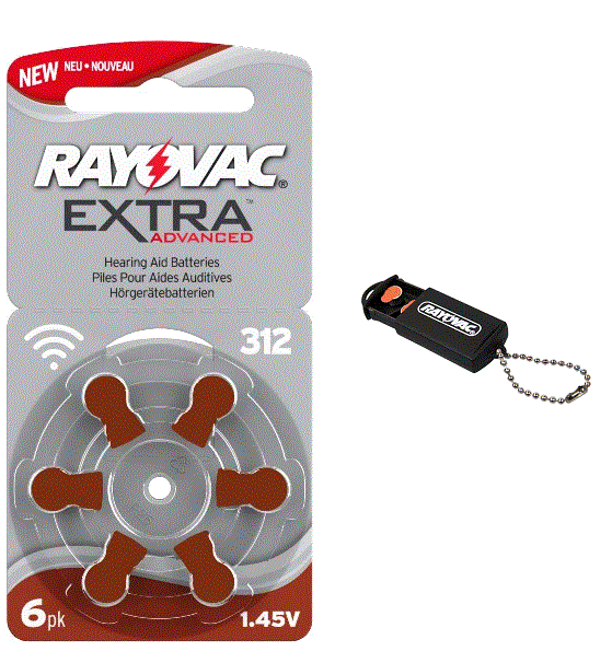 Rayovac 312 Mercury Free Hearing Aid batteries x60 Cells & FREE BATTERY CADDY Keephearing Ltd